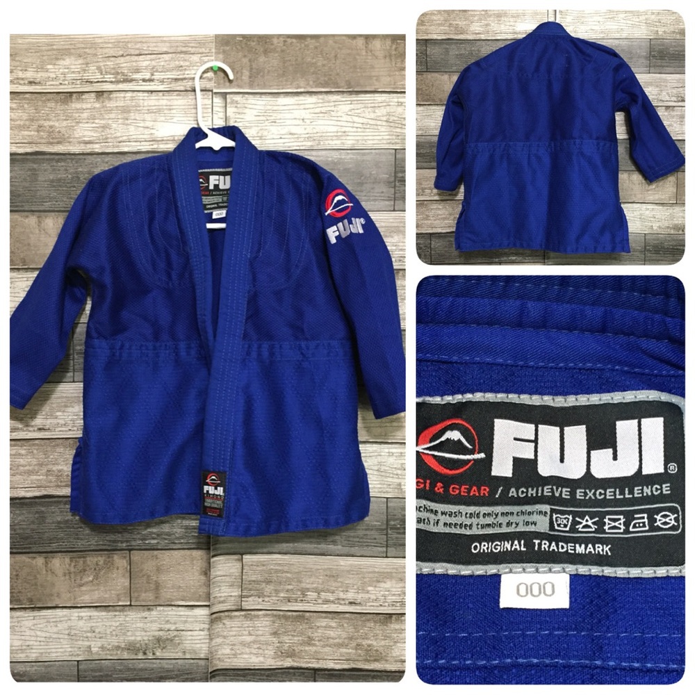 Fuji Jiu Jitsu Gi Kids Size 000 Blue MMA Heavyweight Cotton Blend (Top Only)